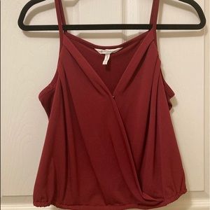 BCBGeneration Strappy Surplice top in Berry size M